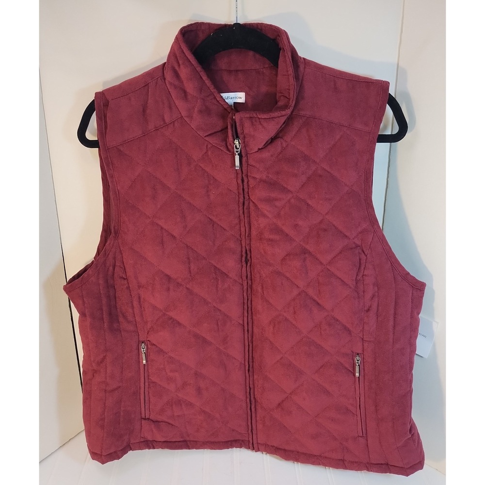 Croft & Barrow Faux Suede Quilted Vest Ruby Isle Red XL Petite Gorpcore Prep NEW